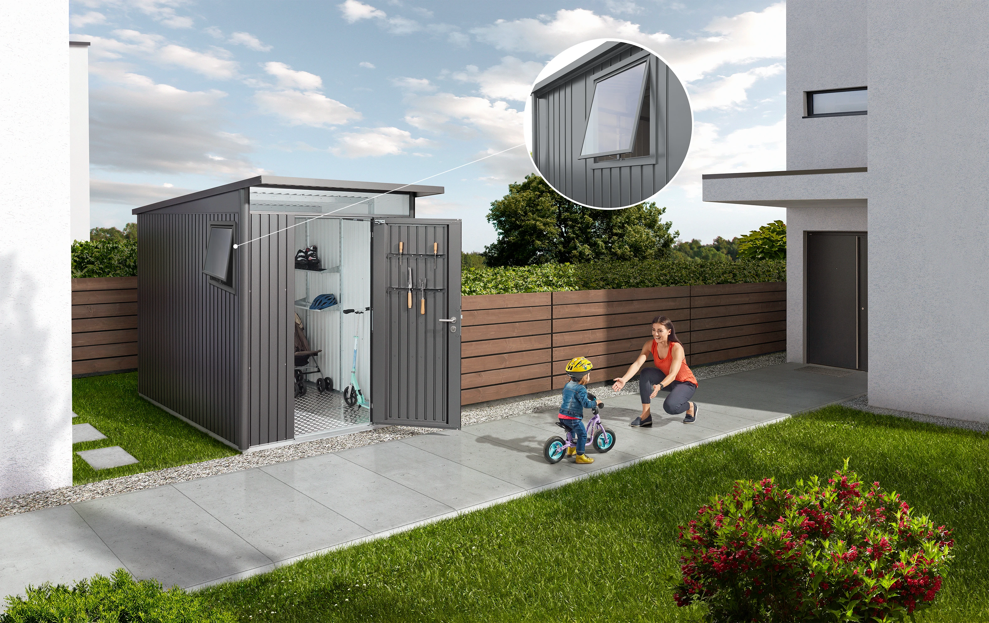 Biohort Raamelement Berging Kwartsgrijs - Afbeelding 2